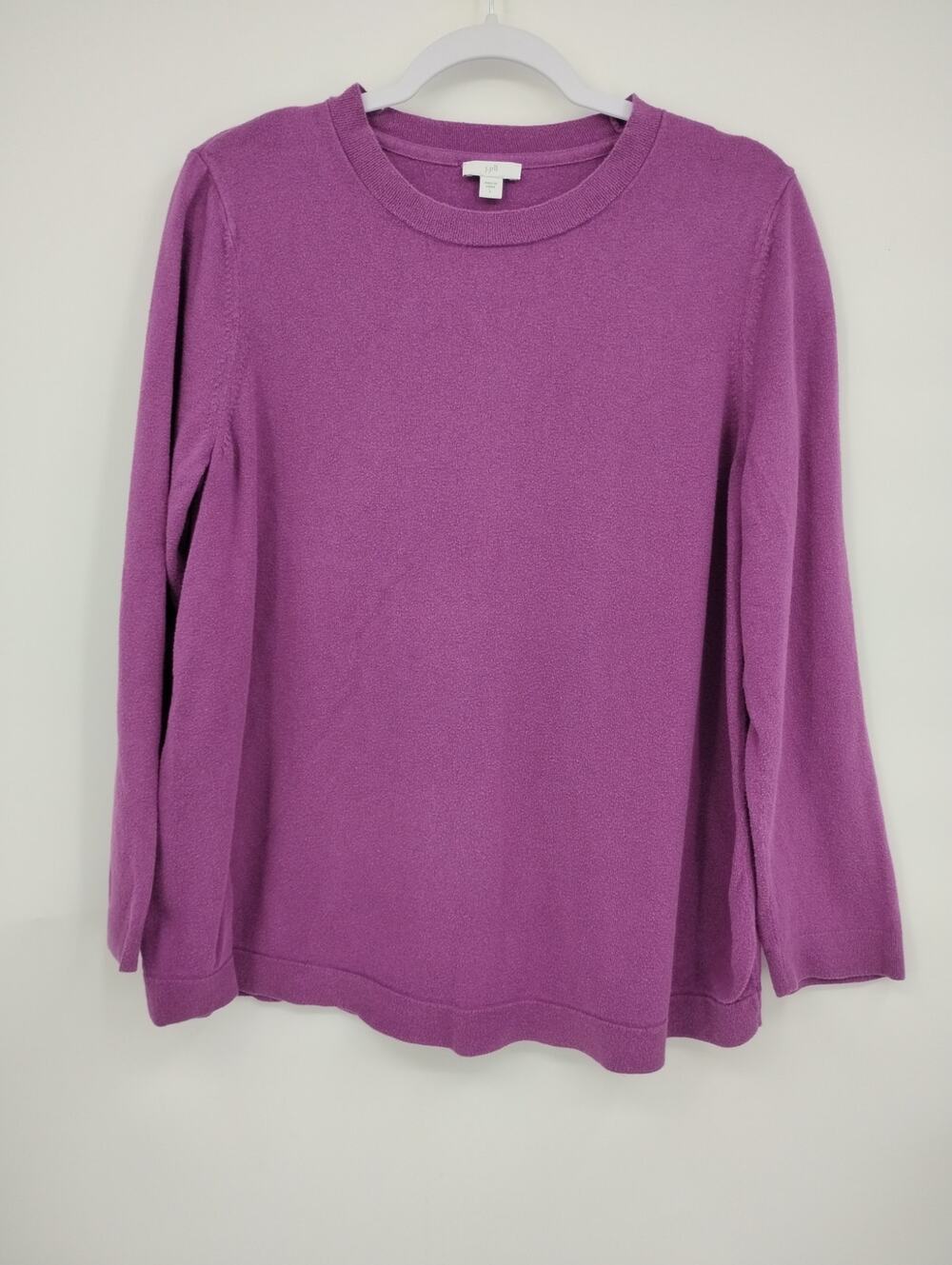 J. Jill Purple Cozy Victoria Shirttail Sweater Tunic Crew Neck Relaxed Large